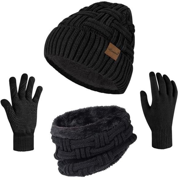Loritta 3-Pieces Winter Hat Neck Warmer Touchscreen Gloves Set Knit Thick Scarf main image 4